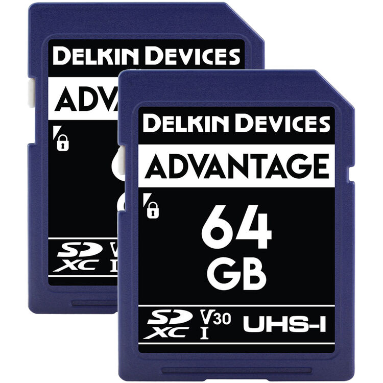 Two Pack - Delkin Devices 64GB Advantage UHS-I SDXC Memory Cards
