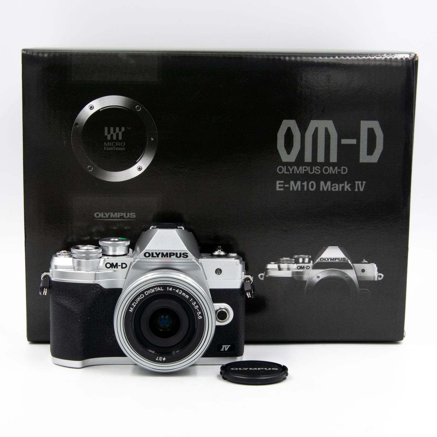 Olympus OM-D E-M10 Mk. IV Silver Pre-Owned Digital Mirrorless Camera with Zuiko 14-42mm f3.5-5.6 Lens