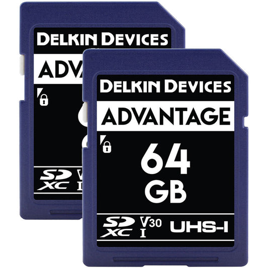 Two Pack - Delkin Devices 64GB Advantage UHS-I SDXC Memory Cards