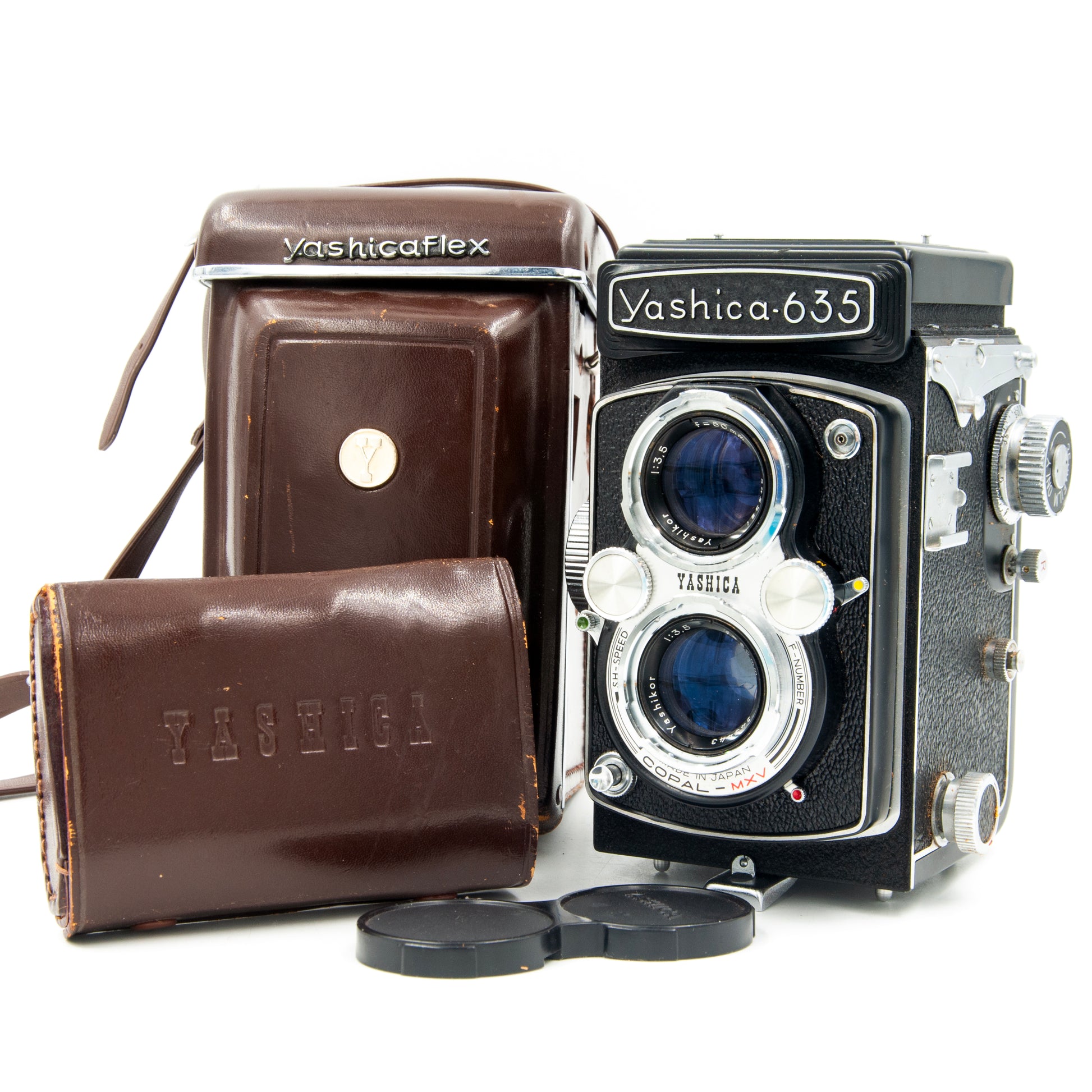 EX++ Yashica 635 TLR w/35mm Kit, Leather Case MARKED – Alpine Camera