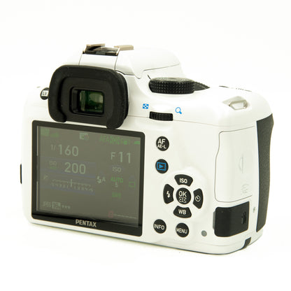 Pentax K50 16.3MP White DSLR with 18-55mm and 50-200mm Lenses, Flash Kit