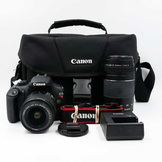 Pre-Owned Canon T5 DSLR Two Lens Kit 18-55mm, 75-300mm, Case, Strap, Batt & Charger