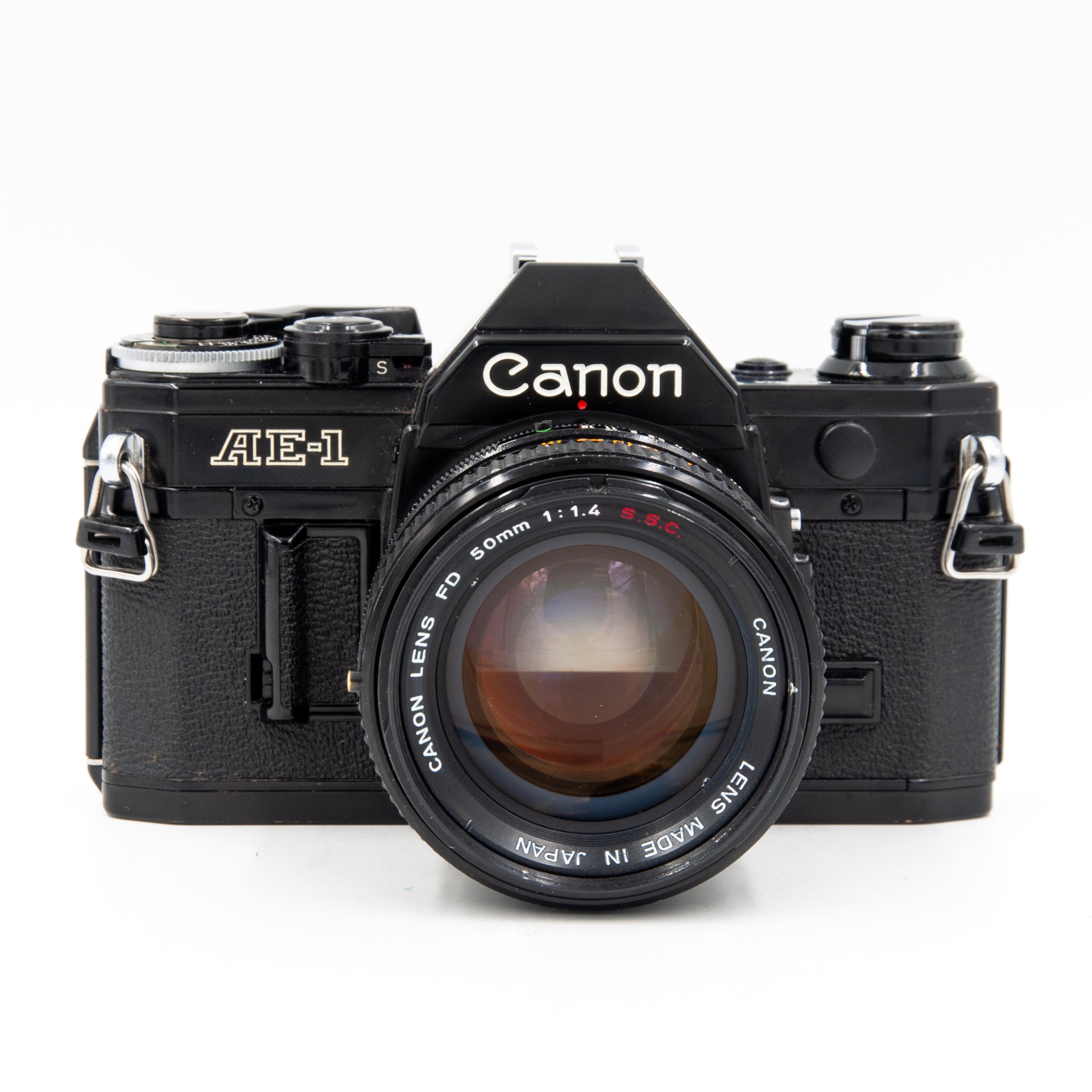 Canon AE-1 Black 35mm Film SLR with Canon FD SSC 50mm f1.4 Lens 